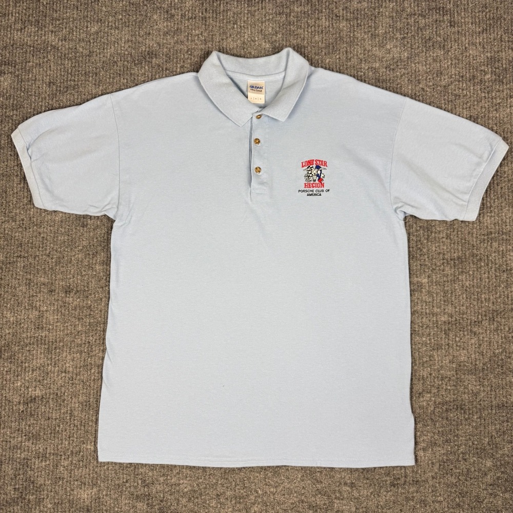 Gildan Polo Shirt Mens L Lone Star Region Porsche Club America PCA Embroidered